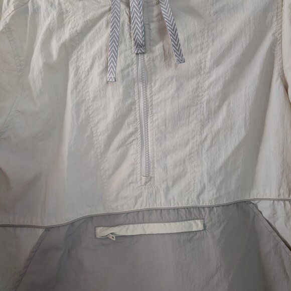Thread & Supply Beige Light Half Zip Pullover Windbreaker with Hood - Size L - Picture 3 of 11